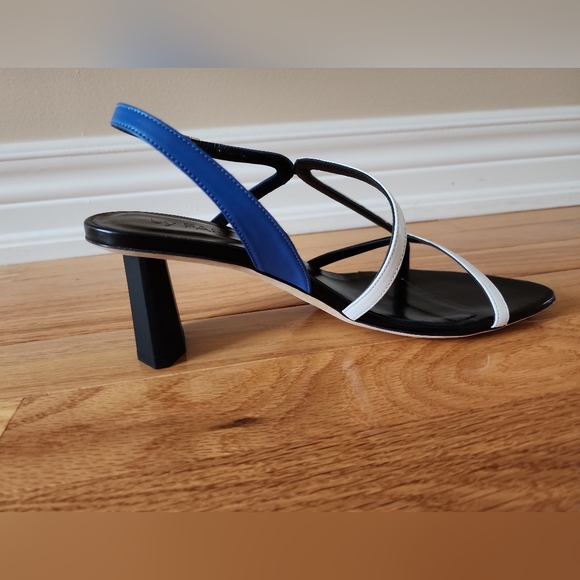 Brigette Marin Blue, White and Black Leather Sandals - Picture 2 of 16
